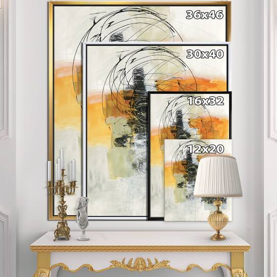 Designart - Abstract Composition of Glamorous Yellow and Black